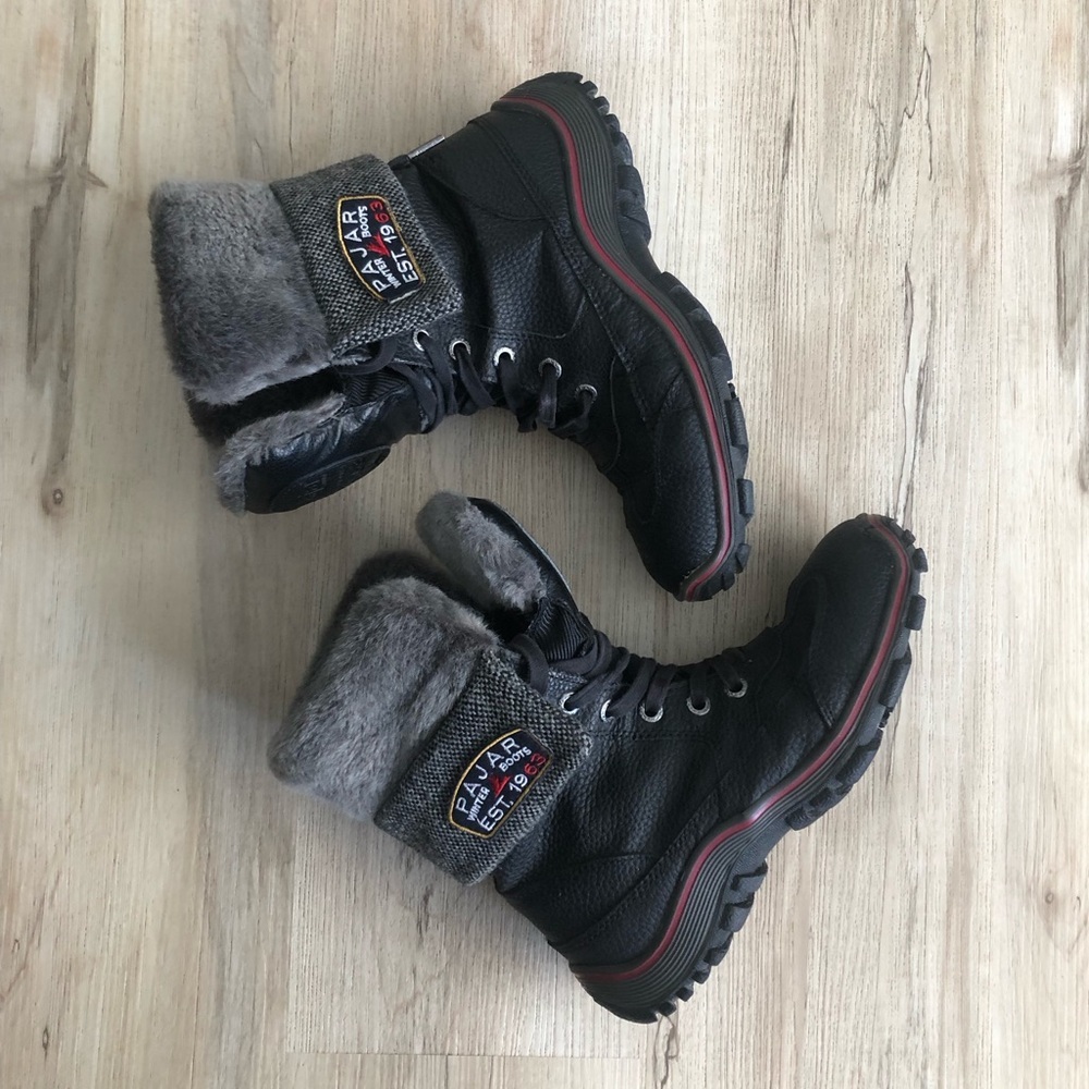 Pajar Black Boots with Gray Fur Trim